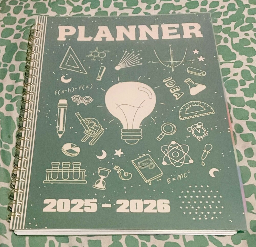 2025-2026 Academic Planner Spiral Bound Weekly Monthly w/ Stickers Blue Science